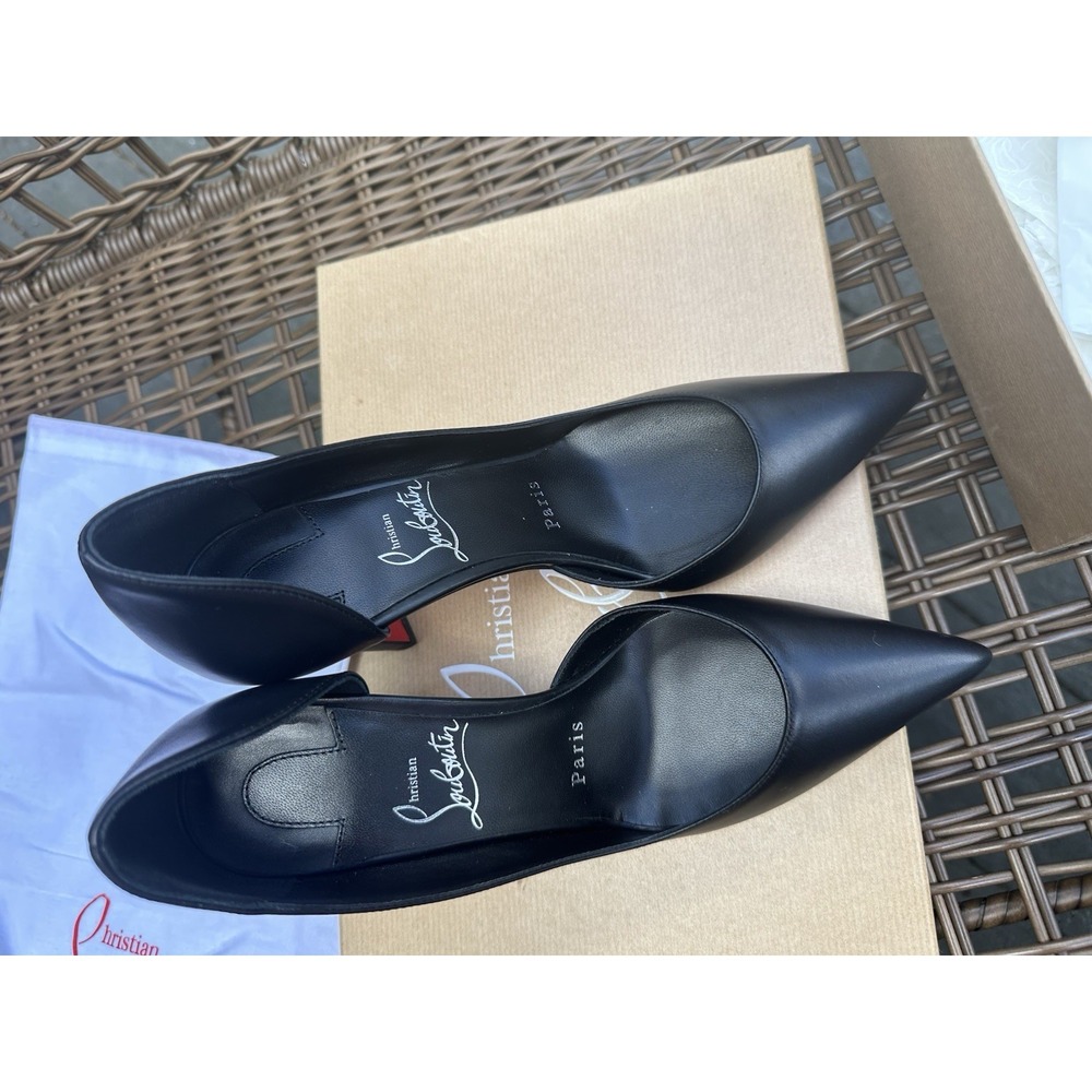 CHRISTIAN LOUBOUTIN Iriza Black D'Orsay Pointy Toe Pumps 36 💕 - Picture 2 of 7